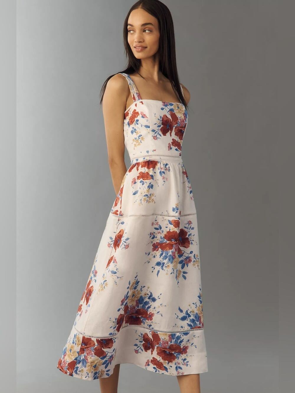 Reformation Everett Linen Midi Dress in Soprano 8